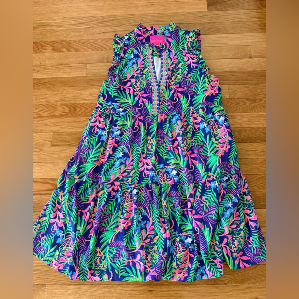 Lilly Pulitzer Tropical Print Dress in Pink and Blue